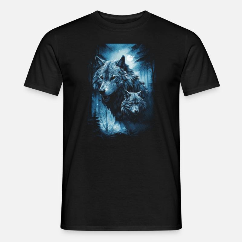 Dunkle Kunst Wolf Wald Mythisch - Männer T-Shirt - Schwarz