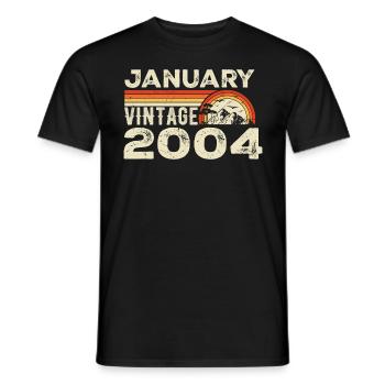 January 2004 Vintage Birthday 2004, Born in 2004 - Men's T-Shirt - black - Front - AI Model Male 178 light (178cm)