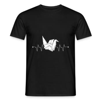 Papierfalten Kranich Puls Frequenz Origami - Männer T-Shirt - Schwarz - Vorne - AI Model Male 178 light (178cm)