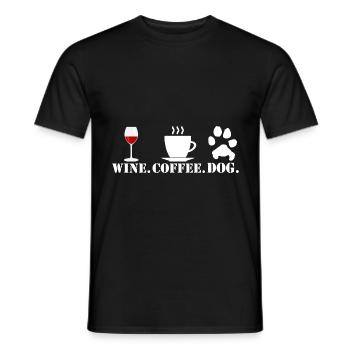 Red wine coffee dog - Men's T-Shirt - black - Front - AI Model Male 178 light (178cm)