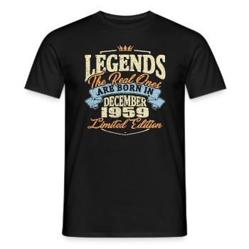 Real legends are born in december 1959 - Men's T-Shirt - black - Front - AI Model Male 178 light (178cm)