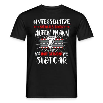 Slotracing Sprüche Slotcar Unterschätze Slotcars - Männer T-Shirt - Schwarz - Vorne - AI Model Male 178 light (178cm)