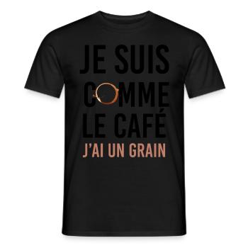 Le Café Du Matin Humour Message Drôle - T-shirt homme - noir - Devant - AI Model Male 178 light (178cm)