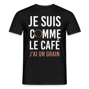 J'ai Un Grain Comme Le Café Expression Humour - T-shirt homme - noir - Devant - AI Model Male 178 light (178cm)