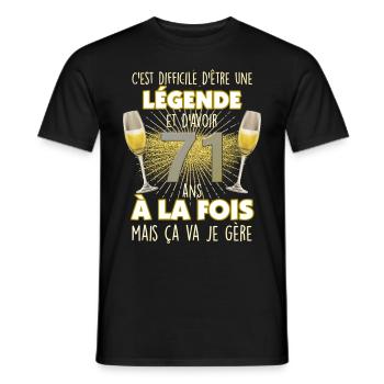 Papy et mamie légende 71 ans Idée Cadeau - T-shirt homme - noir - Devant - AI Model Male 178 light (178cm)