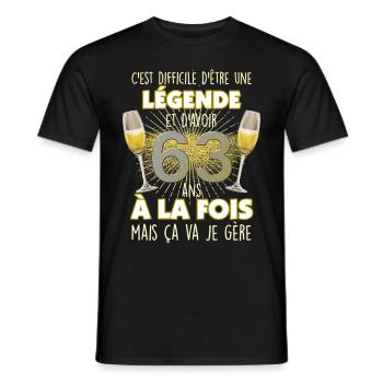 Anniversaire Légende 63 Ans Anniversaire Papa - T-shirt homme - noir - Devant - AI Model Male 178 light (178cm)