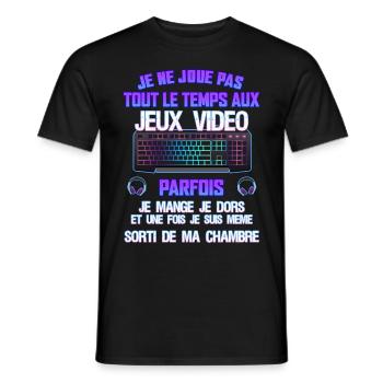 Je ne joue pas tout le temps aux jeux vidéo - T-shirt homme - noir - Devant - AI Model Male 178 light (178cm)