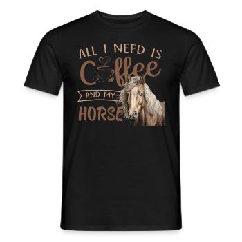 all I need is coffee and my horse - Men's T-Shirt - black - Front - AI Model Male 178 light (178cm)