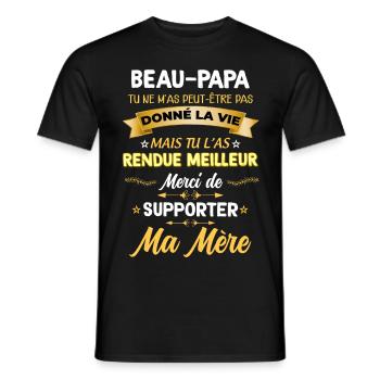 Beau papa humour parfait beau-père - T-shirt homme - noir - Devant - AI Model Male 178 light (178cm)