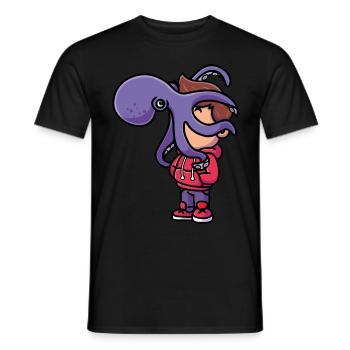 Octopus on the face - Men's T-Shirt - black - Front - AI Model Male 178 light (178cm)