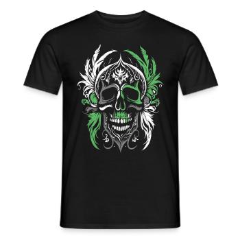 Skull with feathers - Men's T-Shirt - black - Front - AI Model Male 178 light (178cm)