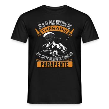 Thérapie Parapente - Parapentiste - T-shirt homme - noir - Devant - AI Model Male 178 light (178cm)