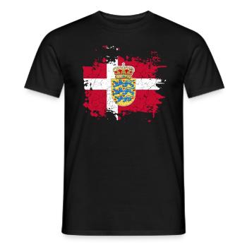 Denmark coat of arms flag - Men's T-Shirt - black - Front - AI Model Male 178 light (178cm)