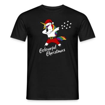 Christmas Unicorn colourful Christmas Gift - Men's T-Shirt - black - Front - AI Model Male 178 light (178cm)