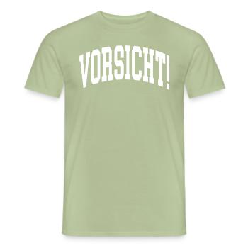 Vorsicht - Männer T-Shirt - Sage - Vorne - AI Model Male 178 light (178cm)