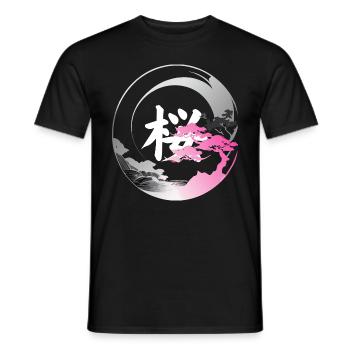 Japan modern enso rose - Men's T-Shirt - black - Front - AI Model Male 178 light (178cm)