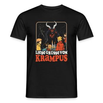 LIEBE GRÜßE VOM KRAMPUS RETRO KRAMPERL PERCHTEN - Männer T-Shirt - Schwarz - Vorne - AI Model Male 178 light (178cm)