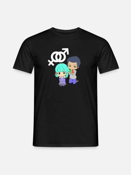 MANGA PAAR PÄRCHEN LIEBE NIEDLICH GEZEICHNET ANIME - Männer T-Shirt - Schwarz