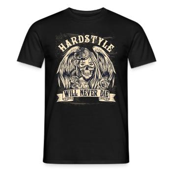 HARDSTYLE WILL NEVER DIE - Männer T-Shirt - Schwarz - Vorne - AI Model Male 178 light (178cm)