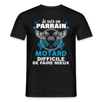 Motard Et Parrain Idée Cadeau Tonton - T-shirt homme - noir - Devant - AI Model Male 178 light (178cm)