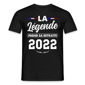 T-shirt legende départ en retraite 2022 - T-shirt homme - noir - Devant - AI Model Male 178 light (178cm)