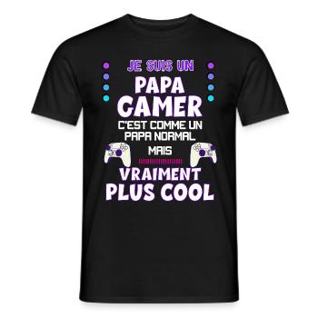 Papa Gamer Humour Jeux Vidéo Papa Et Fils - T-shirt homme - noir - Devant - AI Model Male 178 light (178cm)