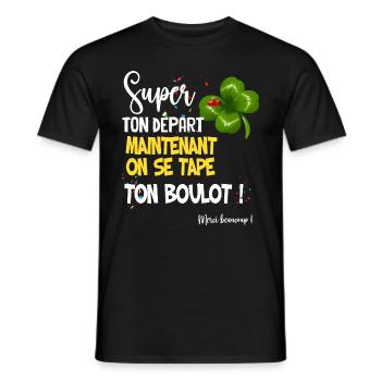 Collègue départ Collègue Cadeau Message Boulot - T-shirt homme - noir - Devant - AI Model Male 178 light (178cm)