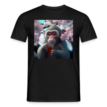 Äffchen mit Getränk Geschenk - Männer T-Shirt - Schwarz - Vorne - AI Model Male 178 light (178cm)
