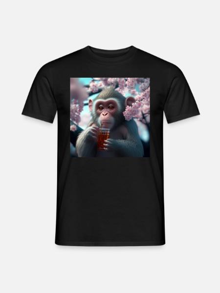 Monkey with drink gift - Men's T-Shirt - black