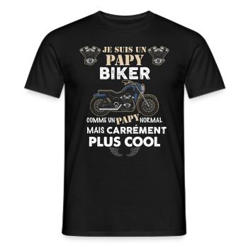 Papy motard Biker Citation Homme Moto - T-shirt homme - noir - Devant - AI Model Male 178 light (178cm)