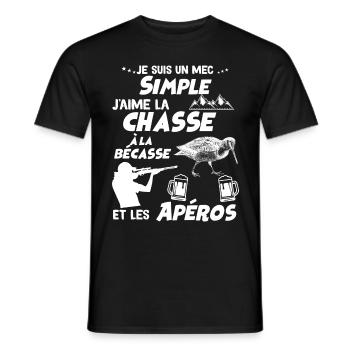Chasseur Cadeau Drôle Gibier bécasse - T-shirt homme - noir - Devant - AI Model Male 178 light (178cm)