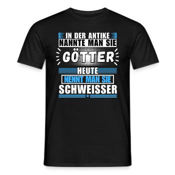 Götter in der Antike. Heute Schweißer - Männer T-Shirt - Schwarz - Vorne - AI Model Male 178 light (178cm)
