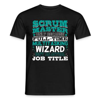 Scrum Master & Full Time Wizard - Men's T-Shirt - black - Front - AI Model Male 178 light (178cm)