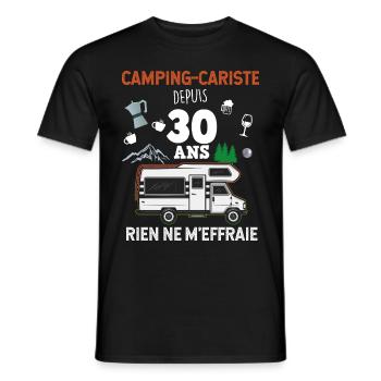 Camping-car camping-cariste depuis 30 ans - T-shirt homme - noir - Devant - AI Model Male 178 light (178cm)