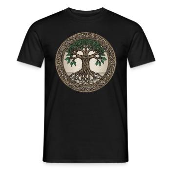 Nœuds celtiques - Arbre de vie en desi celtique - T-shirt homme - noir - Devant - AI Model Male 178 light (178cm)