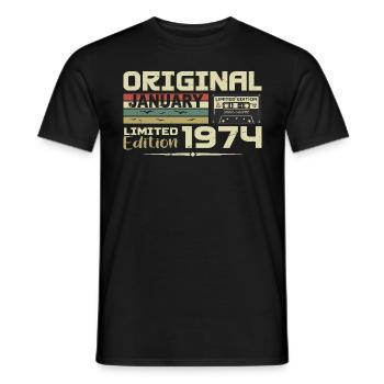 Januar 1974 | Januar 1974 Geburtstagsgeschenk - Männer T-Shirt - Schwarz - Vorne - AI Model Male 178 light (178cm)