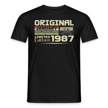 Janvier 1987 | Cadeau D’anniversaire Janvier 1987 - T-shirt homme - noir - Devant - AI Model Male 178 light (178cm)