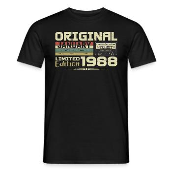January 1988 | January 1988 Birthday Gift - Men's T-Shirt - black - Front - AI Model Male 178 light (178cm)