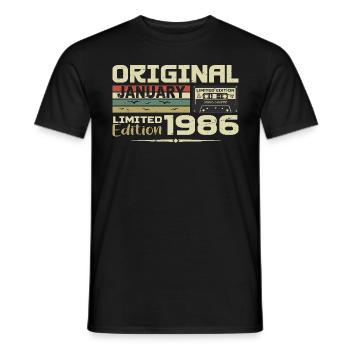 Janvier 1986 | Cadeau D’anniversaire Janvier 1986 - T-shirt homme - noir - Devant - AI Model Male 178 light (178cm)
