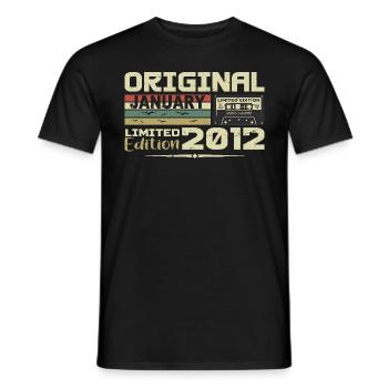 Januar 2012 | Geburtstagsgeschenk Januar 2012 - Männer T-Shirt - Schwarz - Vorne - AI Model Male 178 light (178cm)