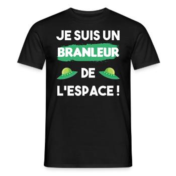 cadeau drôle branleur de l'espace ovni - T-shirt homme - noir - Devant - AI Model Male 178 light (178cm)