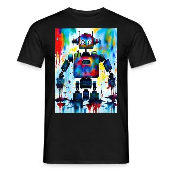 Kunst Roboter Farbenfroh - Männer T-Shirt - Schwarz - Vorne - AI Model Male 178 light (178cm)