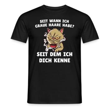 Kaffee Katzen Spruch / Graue Haare - Männer T-Shirt - Schwarz - Vorne - AI Model Male 178 light (178cm)