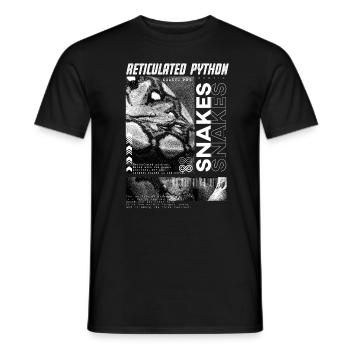 Gardien de reptiles streetwear en python réticulé - T-shirt homme - noir - Devant - AI Model Male 178 light (178cm)