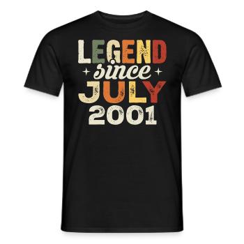 Cadeau d’anniversaire de juillet 2001 Anniversaire de juillet 2001 - T-shirt homme - noir - Devant - AI Model Male 178 light (178cm)