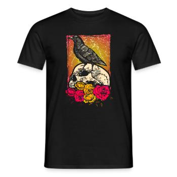 Fleurs de crâne de corbeau corbeau - T-shirt homme - noir - Devant - AI Model Male 178 light (178cm)