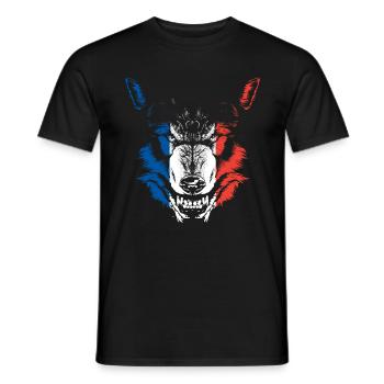 France flag wolf - Men's T-Shirt - black - Front - AI Model Male 178 light (178cm)