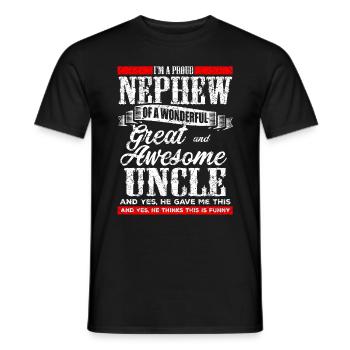 Cadeau amusant pour neveux - T-shirt homme - noir - Devant - AI Model Male 178 light (178cm)