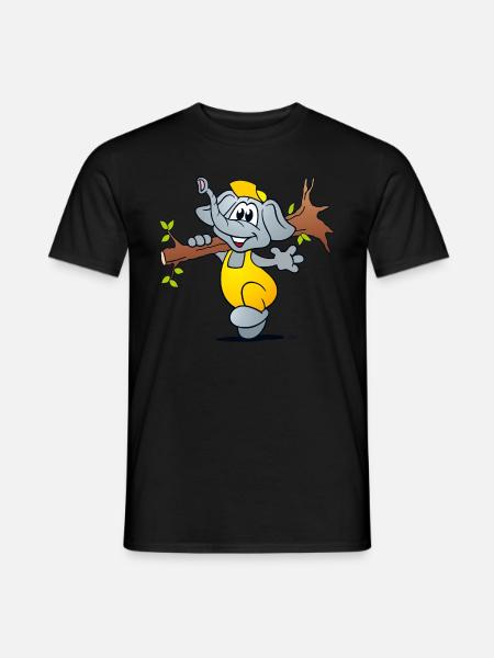 BD Elephant porte un arbre en riant - T-shirt homme - noir