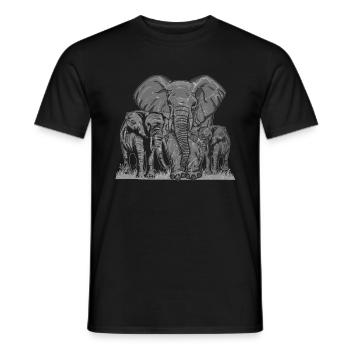 Elephant family - Men's T-Shirt - black - Front - AI Model Male 178 light (178cm)